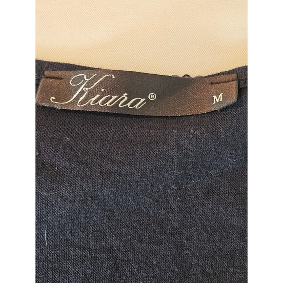 Kiara Women's Sequin Blue Short Sleeve Sparkling Top Medium M NWT - Picture 6 of 9